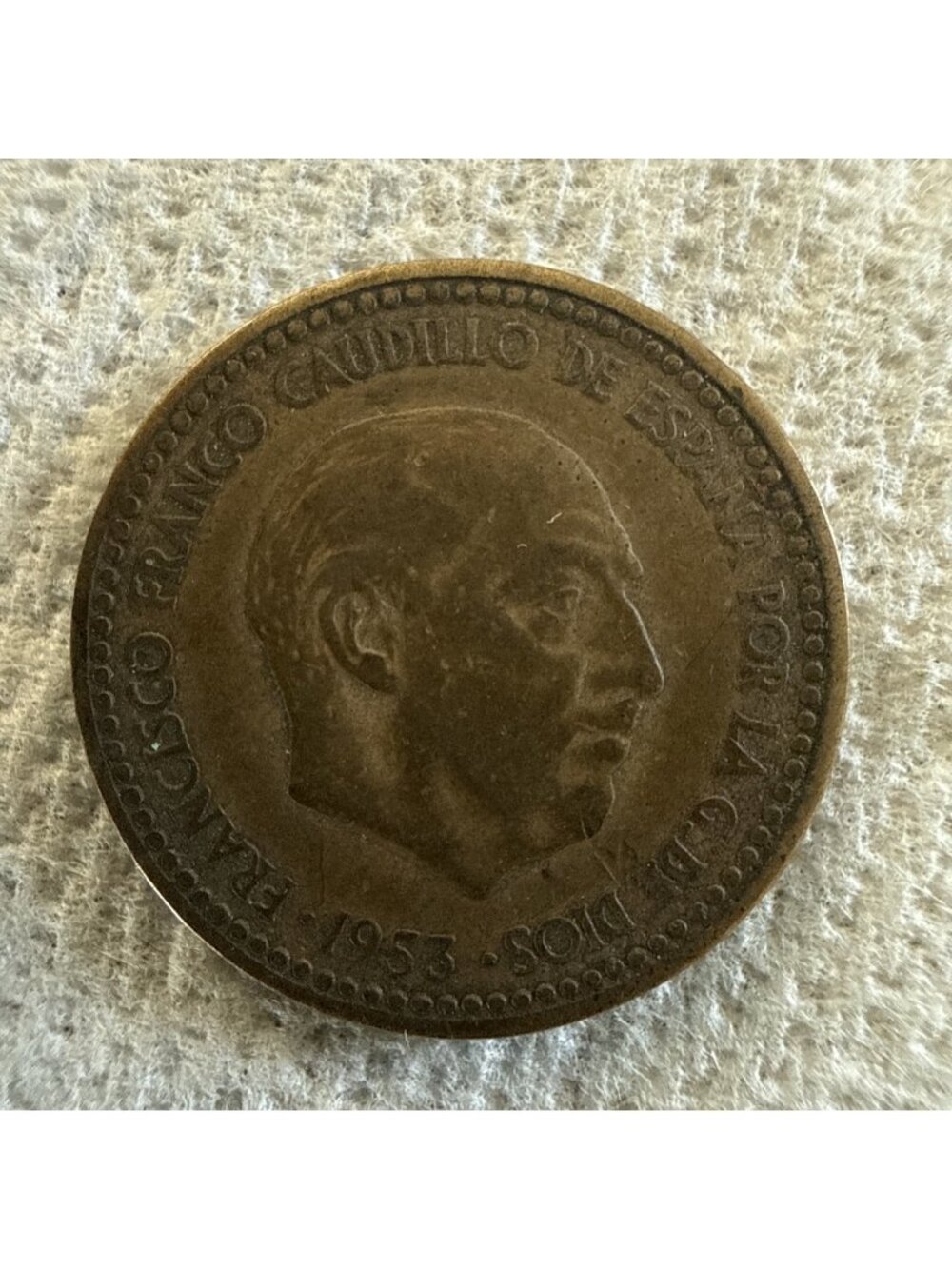 1953 Spain - 2.50 Pesetas - 285 - Aluminum Bronze - 7g